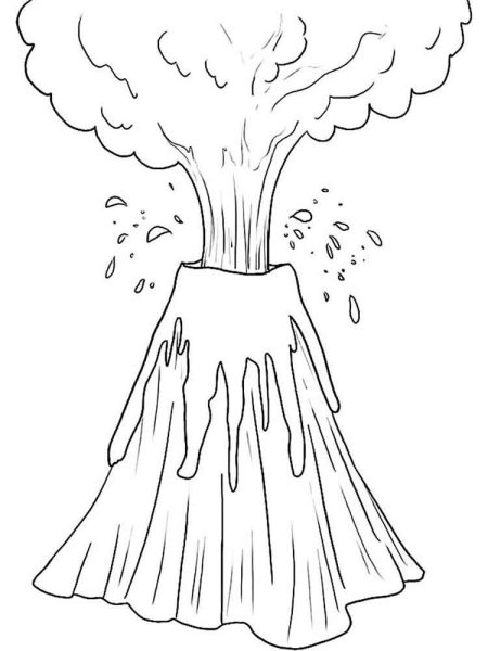 Извержение вулкана раскраска