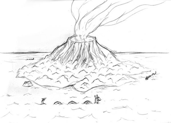 Вулкан карандашом