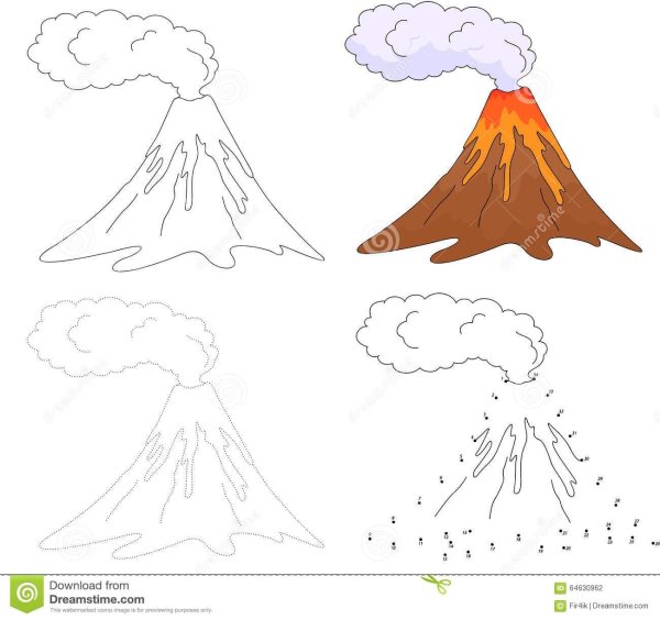 Вулкан рисунок карандашом
