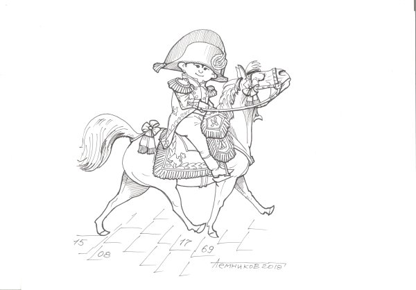 Портрет Наполеона Бонапарта черно-белый