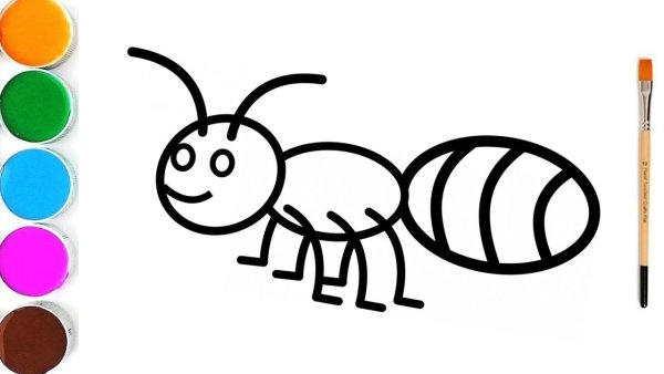 Поэтапное рисование муравья для детей