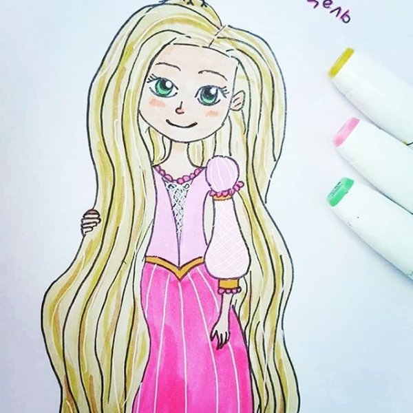Рапунцель карандашом для детей