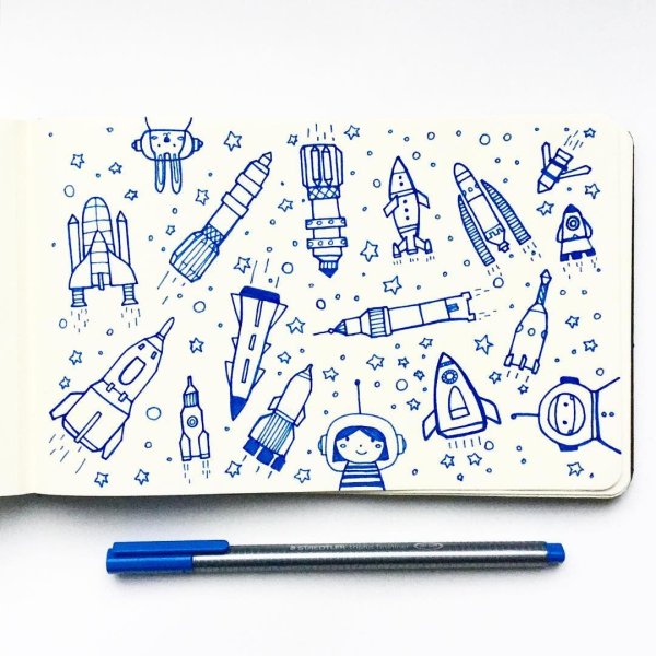 Корабль фломастерами