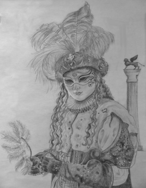 Рисунок Вали карнавал карандашом