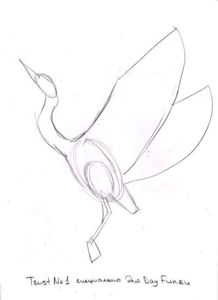 Журавль рисунок карандашом