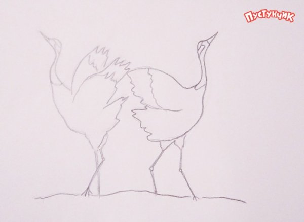 Рисование журавля в подготовительной