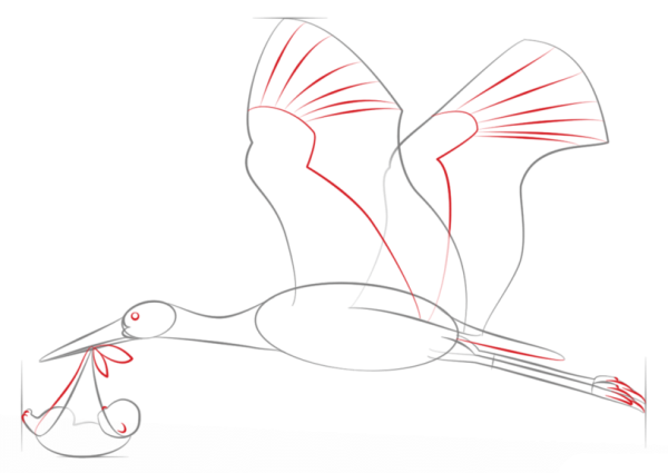 Поэтапное рисование аиста