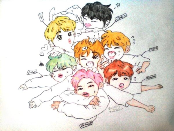 Группа БТС карандашом