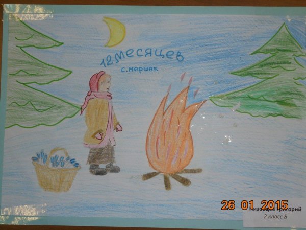 Рисунки детей к сказке 12 месяцев