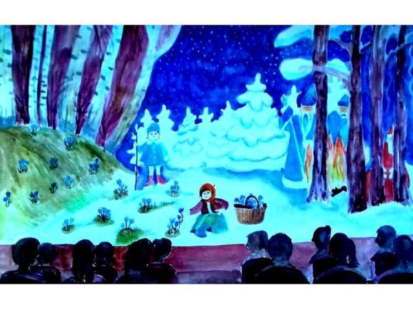 Детские рисунки к сказке 12 месяцев