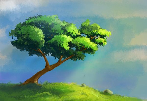 Дерево в мультяшном стиле