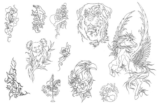 Тату для девочек черно белые