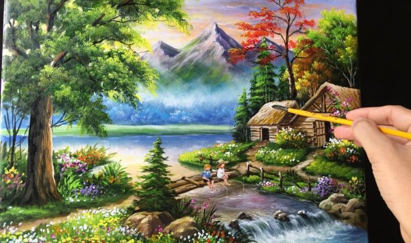 Красивые пейзажи акриловыми красками