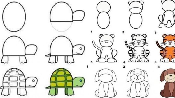 Рисунки для детей по частям