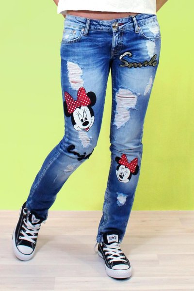 Бершка джинсы Микки Маус