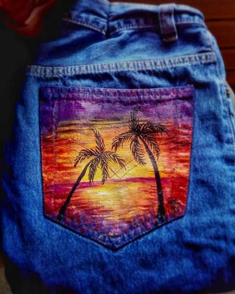 Рисование на карманах джинс