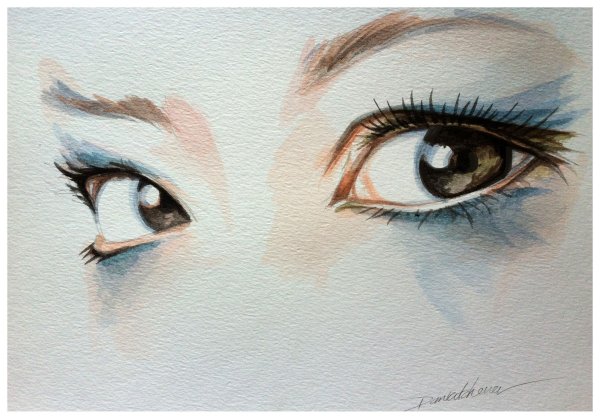 Глаза женские акварель