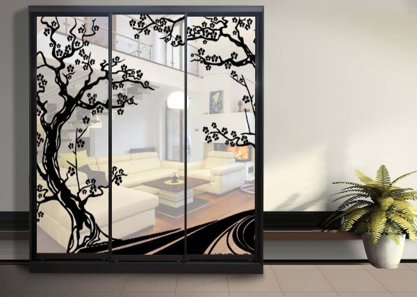 Шкаф купе с пескоструйным рисунком