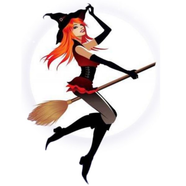 Смайлик ведьма на метле