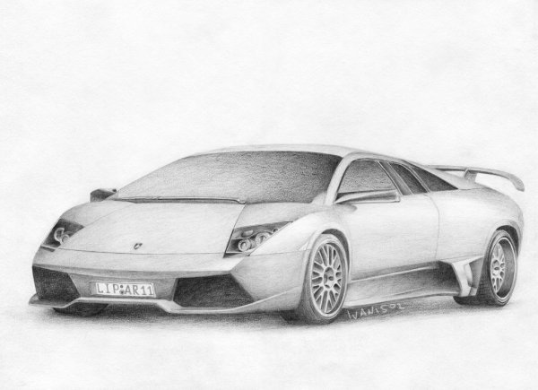 Рисунок машины карандашом