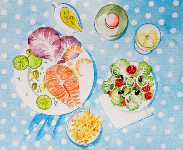 Скетчинг маркерами еда