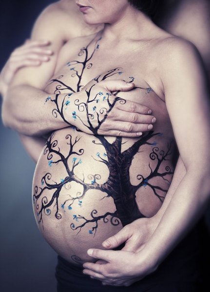 Рисование на животе беременных