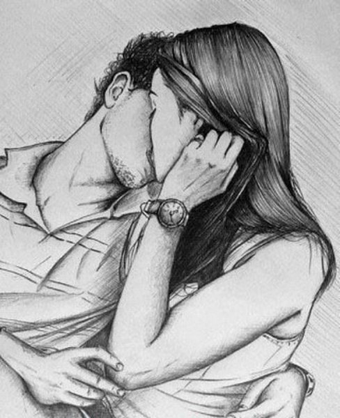 Влюбленная пара карандашом
