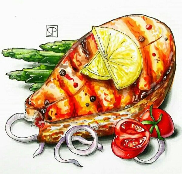 Скетчи акварелью фрукты