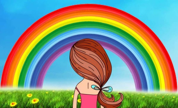Детский фон с радугой