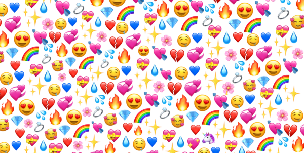 Много разноцветных сердечек