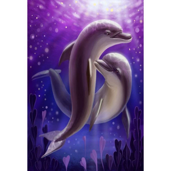 Пейзаж с дельфинами