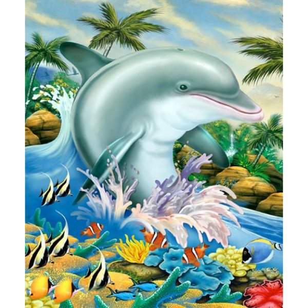 Дельфины маслом