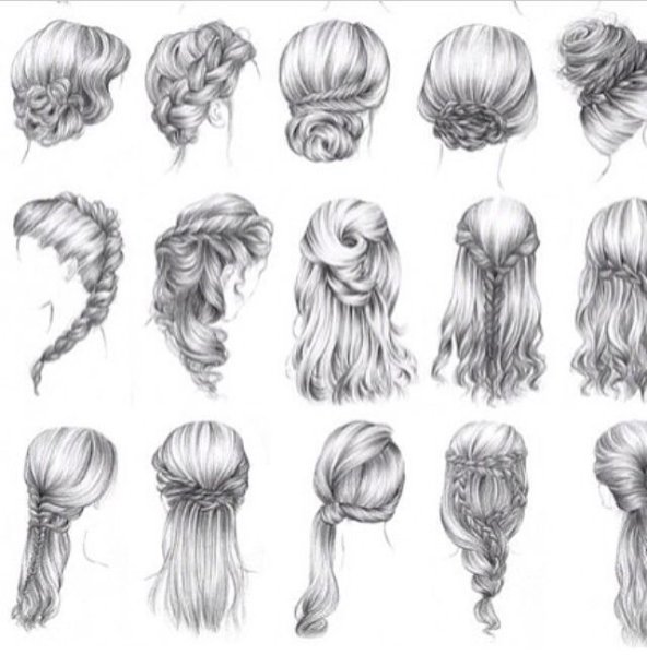Женские прически карандашом