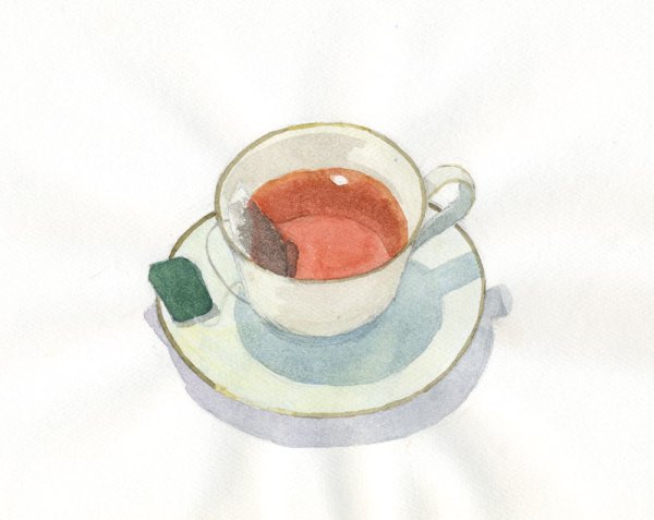Кружка с чаем акварель