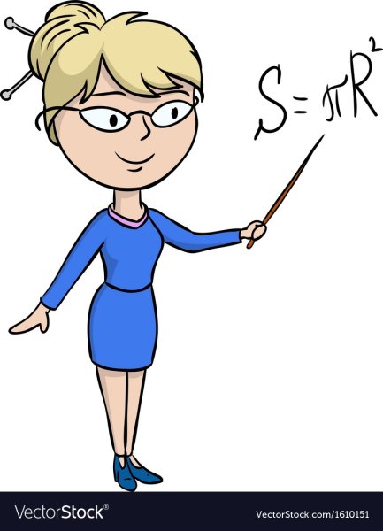 Учитель с указкой на белом фоне