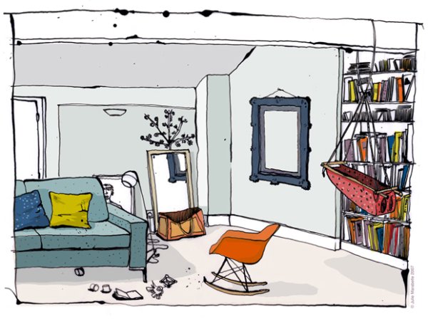 Комиксная зарисовка комнаты