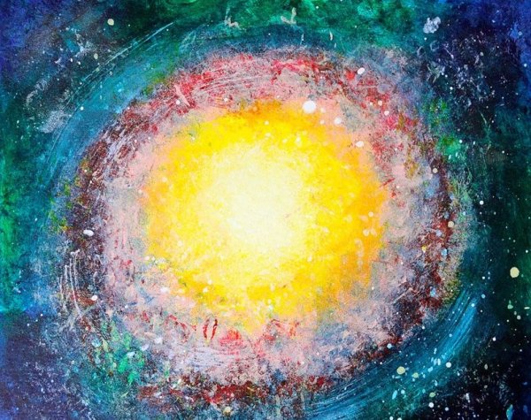 Солнце гуашью в космосе