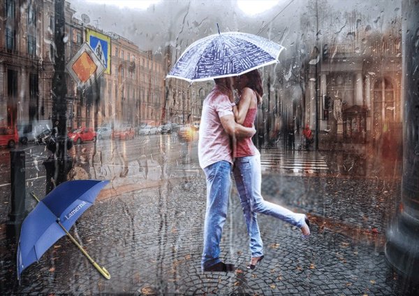 Дождливое утро на улице