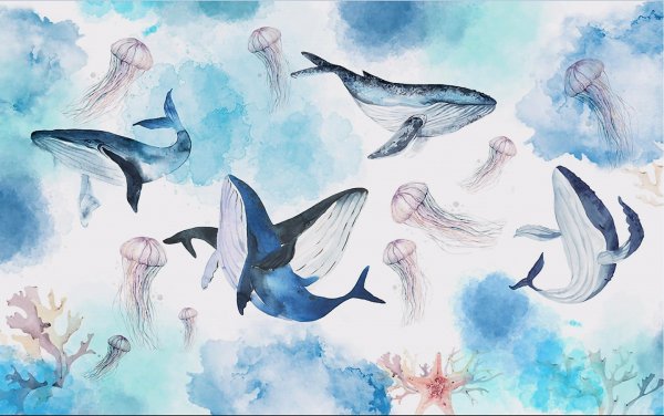 Кит акварелью