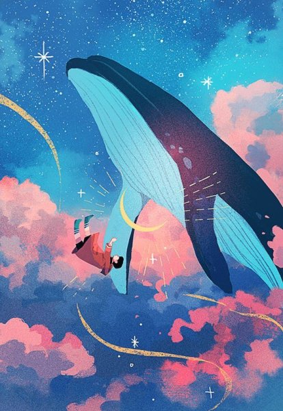 Картина кит в облаках