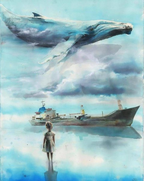 Иллюстрации акварелью киты