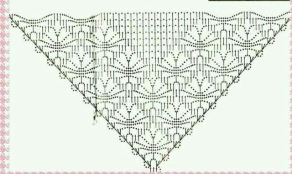 Шаль узором ананас крючком схема