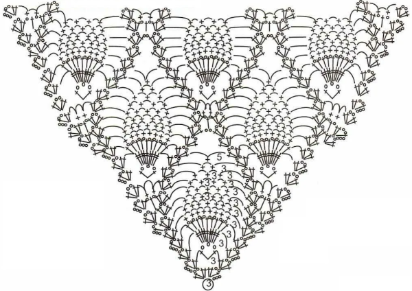 Шаль крючком узором ананас схемы и описание