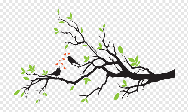 Дерево с птицами вектор