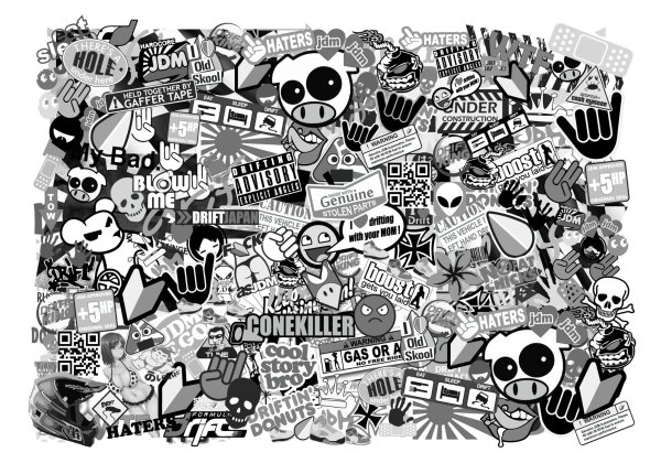 Наклейки черно белые много