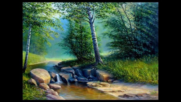 Лесная речка, Ручеек , пейзаж картина