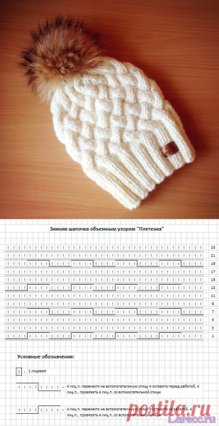 Шапка спицами схема