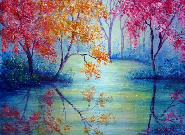 Осенний пейзаж в холодных оттенках