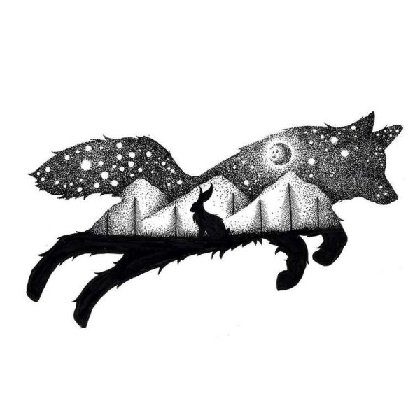 Монохромная вышивка кошки