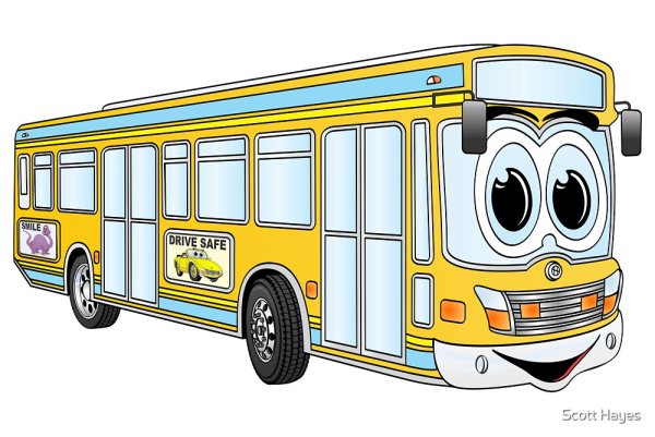 Автобус с глазами на прозрачном фоне